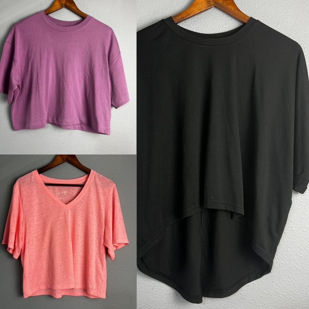 Old Navy Vintage Tee + Shein Hi-Lo Top Bundle Cropped Short Sleeve Size‎ S XS